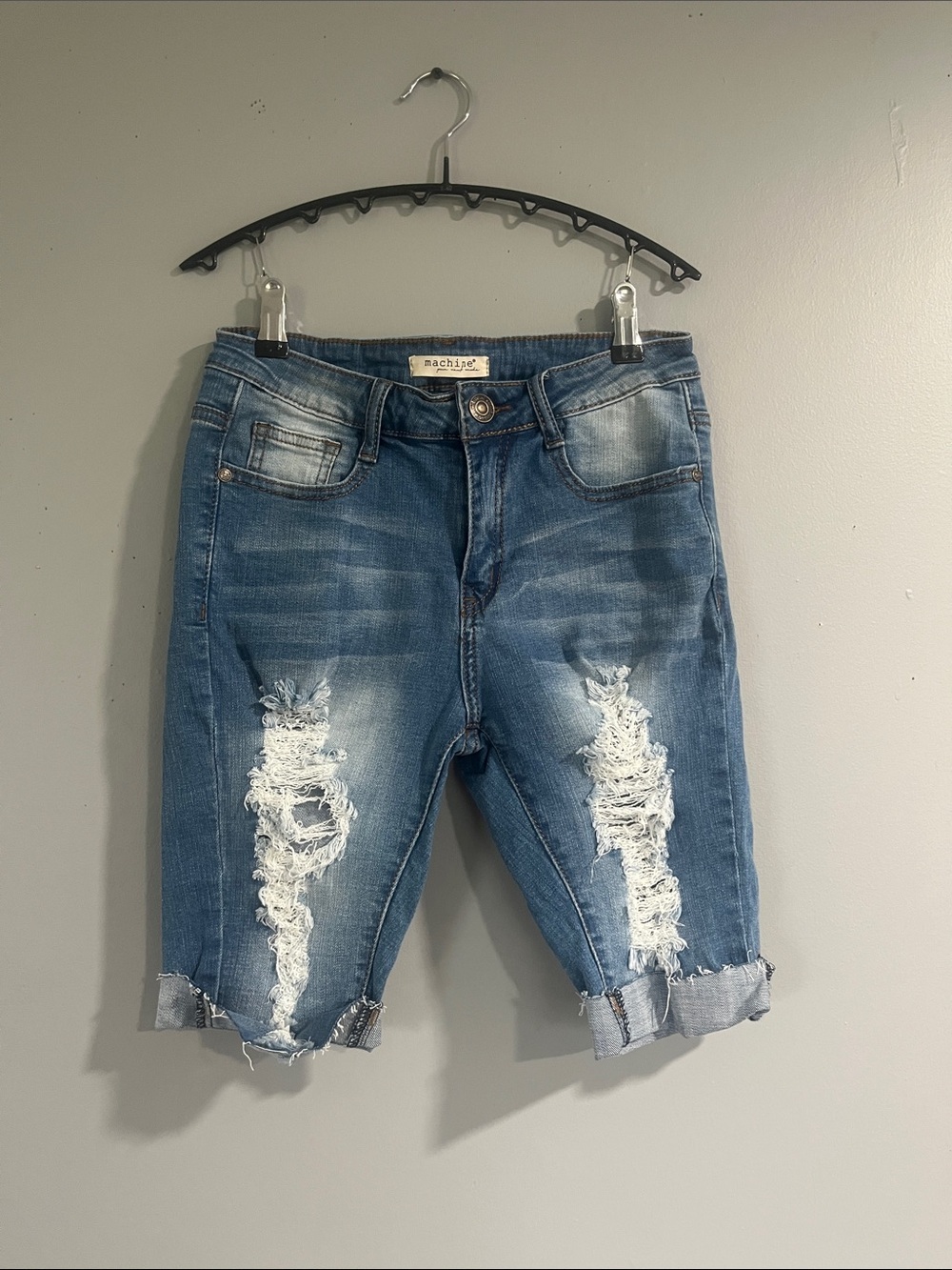 Woman’s Machine Pour Neuf Mode  Blue Denim Shorts with Contrast Stitching 28